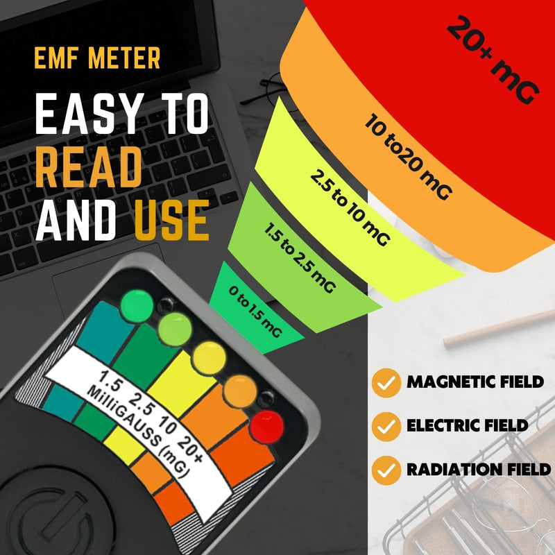 [Australia - AusPower] - 4 Pack EMF Meter Ghost Hunting Equipment Kit, EMF Magnetic Field Detector, Portable Electromagnetic Field, Ghost Hunting Paranormal Equipment Tester EMF Reader with LED Display, Black 