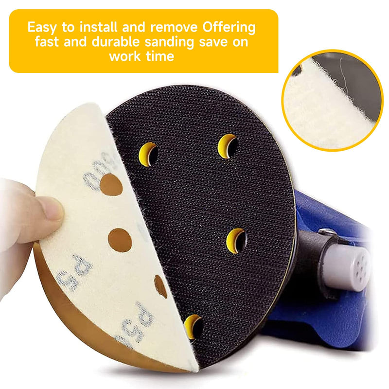 [Australia - AusPower] - STEBRUAM Velcro Sandpaper 150 mm, 40 Grit Sanding Sheets, 6 Holes, Sanding Discs for Random Orbital Sanders, Mixed Grain for Wood, Metal and Colour, Pack of 40, Yellow 40pcs 40 grit 