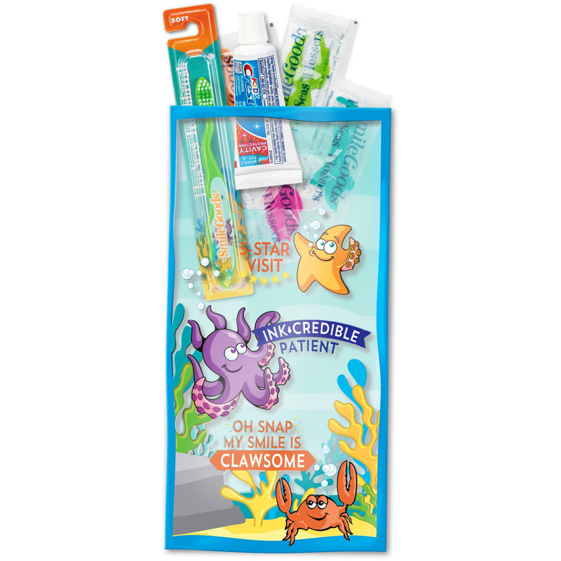 [Australia - AusPower] - Practicon FlosSeas 6" x 12" Dental Giveaway Bag, Dental Hygiene Patient Care Goodie Bag, Dentist Office Plastic Gift Bags, 100 Pack 6" x 12" 