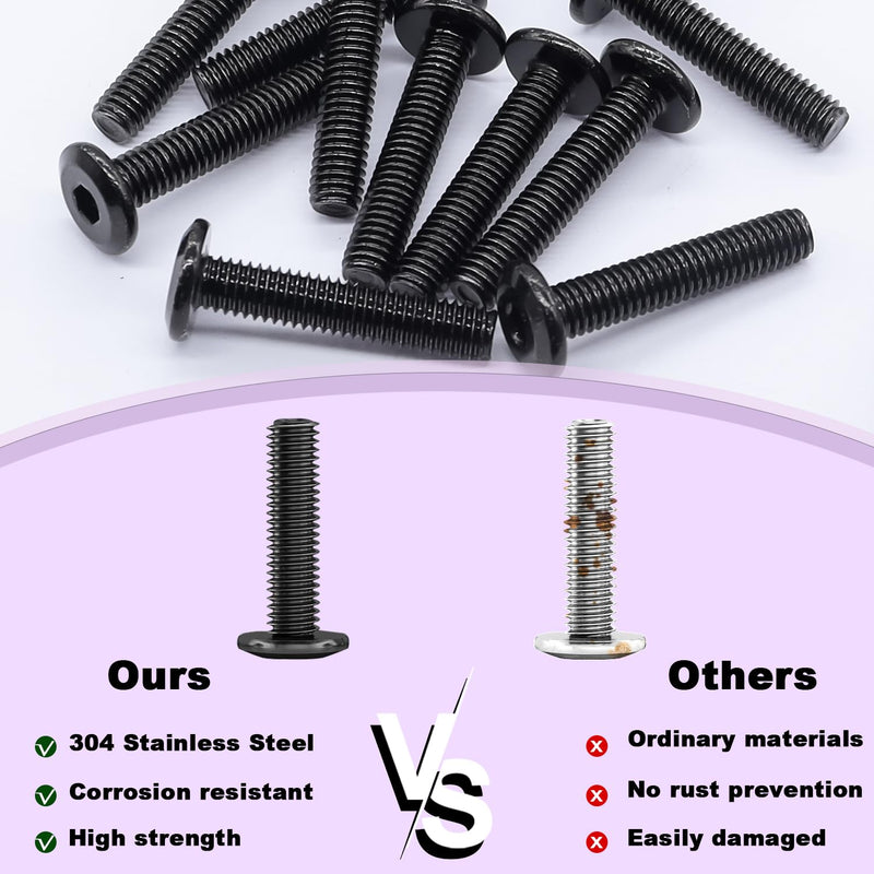 [Australia - AusPower] - Taiss 30pcs 1/4-20 x 3/4" Flat Head Socket Head Screw Furniture Bolts Stainless Steel 18-8(304),Black Zinc Plated Fully Threaded, Countersunk Connector Screws with Hex Spanner SAE-Black 1/4-20 x 3/4" 