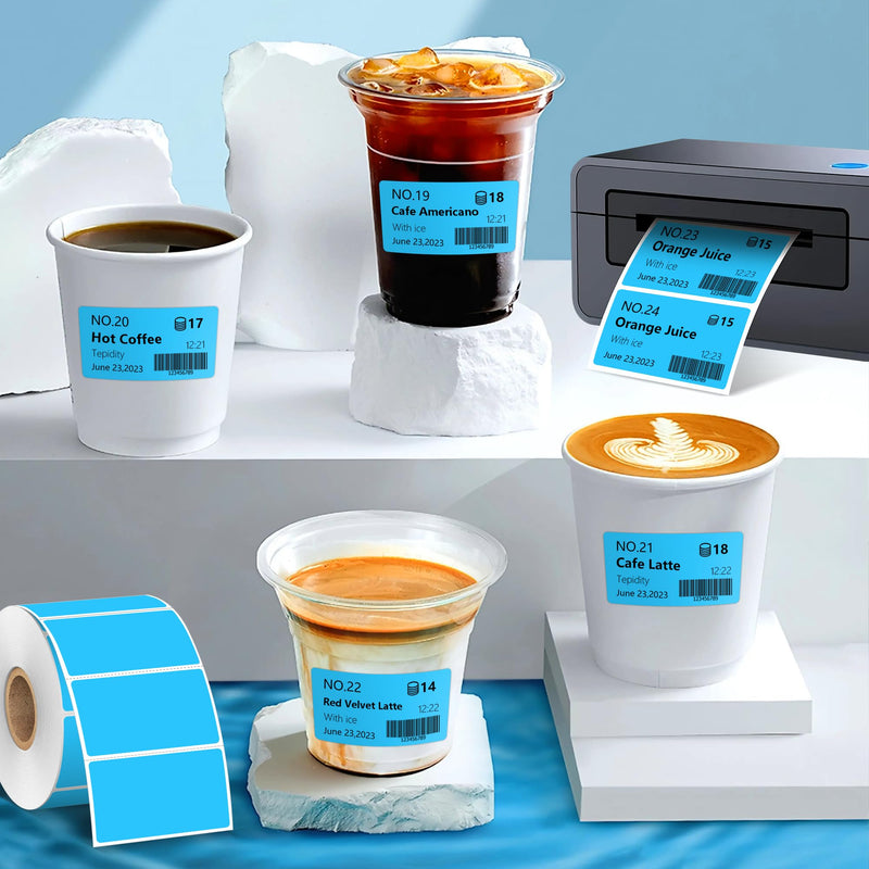 PARLAIM 2.25 X 1.25 inch Square Direct Thermal Printing Label, 1000pcs Tearproof Sky-Blue Barcode Thermal Sticker Color Coding Label 2.25X1.25 Inch
