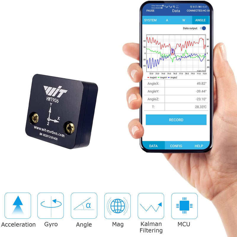 [Australia - AusPower] - [4-Array Military-Grade Accelerometer+Inclinometer] HWT906-TTL MPU-9250 9-axis Gyroscope+Angle(XY 0.05° Accuracy)+Digital Compass with Kalman Filter, Temperature& Magnetometer Compensation 