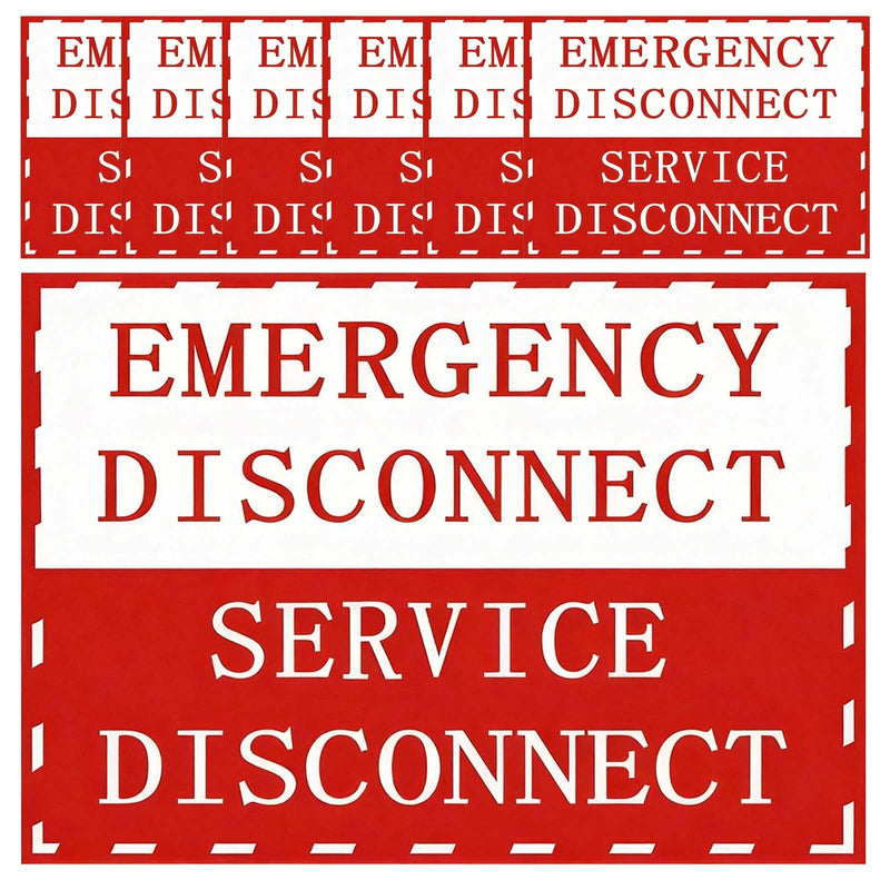 Magnetic NEC Compliant Emergency Disconnect Service Labels | Breaker Box Labels | Reusable Waterproof Vinyl Signs | 5 x 3.43 Inches | Pack of 7