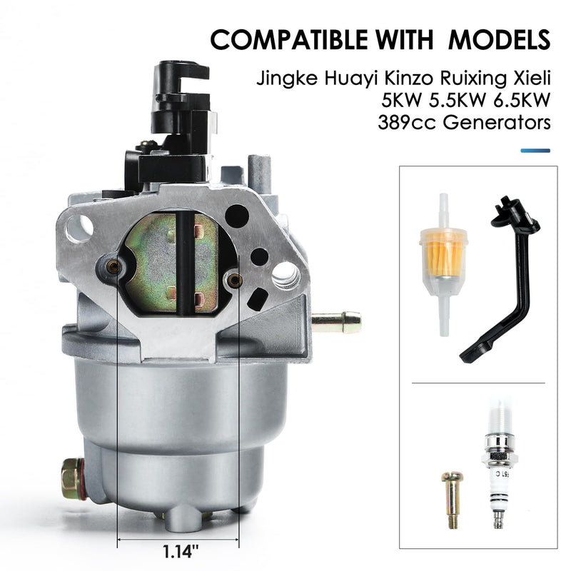 [Australia - AusPower] - Carburetor Fits for Generac GP5000 GP5500 GP6500 GP6500E GP7500E 389cc 8125W 0J58620157 Jingke Huayi Kinzo Ruixing 13HP 14HP 15HP 16HP 188F 190F Generator 