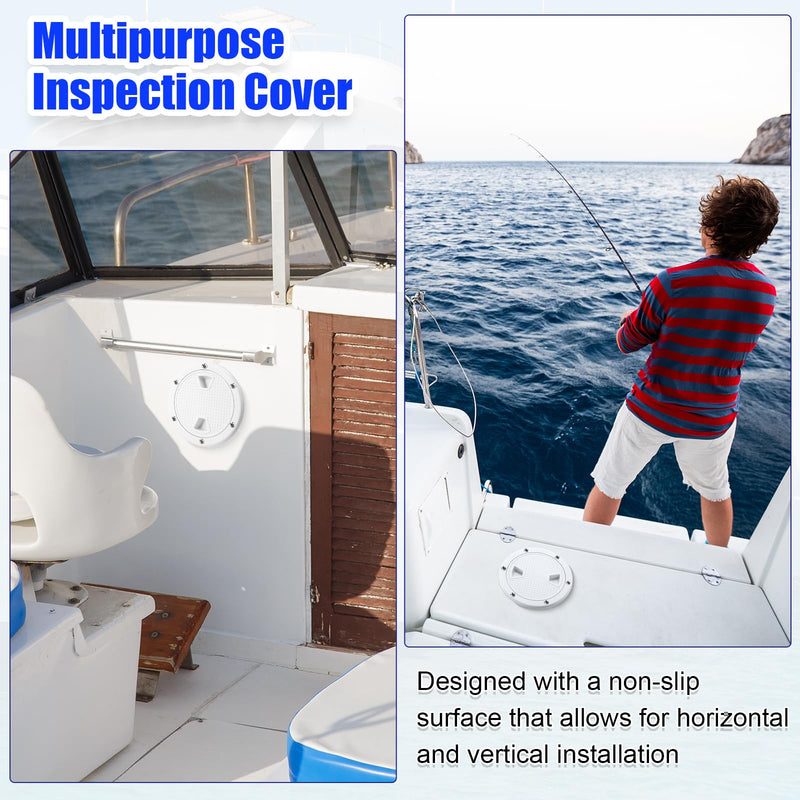 Landical 3 Pack Boat Hatch Circular Non Slip Inspection Hatch Boat Detachable Deck Hatch Cover with 18 Attached Screw Boat Parts for Marine Yacht RV Truck Vent Accessories 4 Inch White