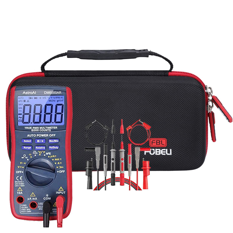[Australia - AusPower] - FBLFOBELI Storage Carrying Case Compatible with AstroAI Digital Multimeter Analyzer TRMS 6000 Counts Volt Meter Ohmmeter Auto-Ranging Tester (Case Only) (Black) Black 