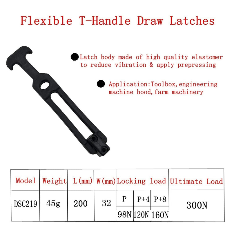 [Australia - AusPower] - 4 PCS Latest Model 8'' Rubber Flexible T-Handle Draw Latches,for Tool Box,Cooler, Golf Cart, Engineering Machine Hood or Farm Machinery (4 PCS 8'') Style 5 