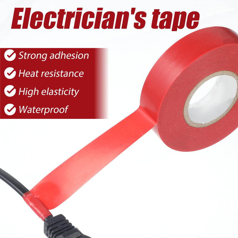 Electrical Tape 3/4 In 66 Ft Waterproof Red Electric Tape Insulating Tapes Professional General Use PVC Electric Tapes Strong Adhesive Red Temperature Abrasion Resistant for Repairs Power Automotive