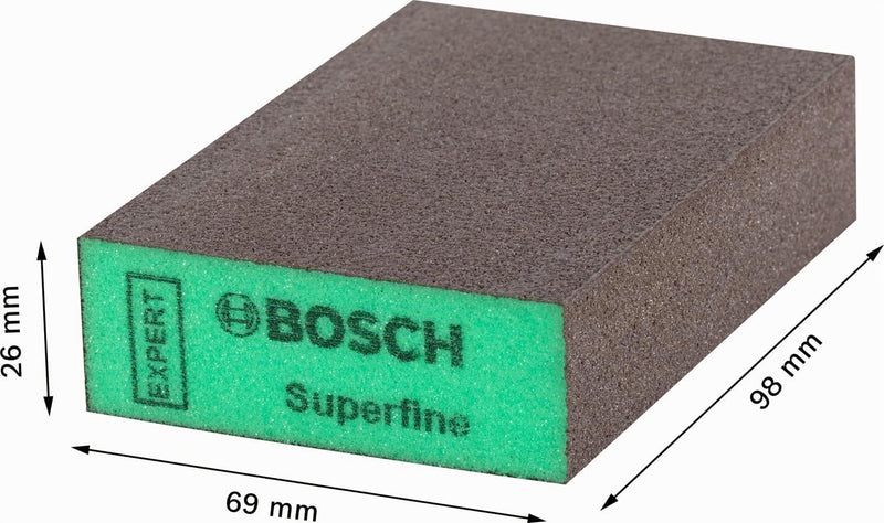 Bosch Accessories Professional 1 x Expert S471 Standard Sanding Sponges (for Paint on Wood, Softwood, Diameter 69 x 97 x 26 mm, Super Fine, Hand Sanding Accessories) Green 69 x 97 x 26 69 x 97 x 26