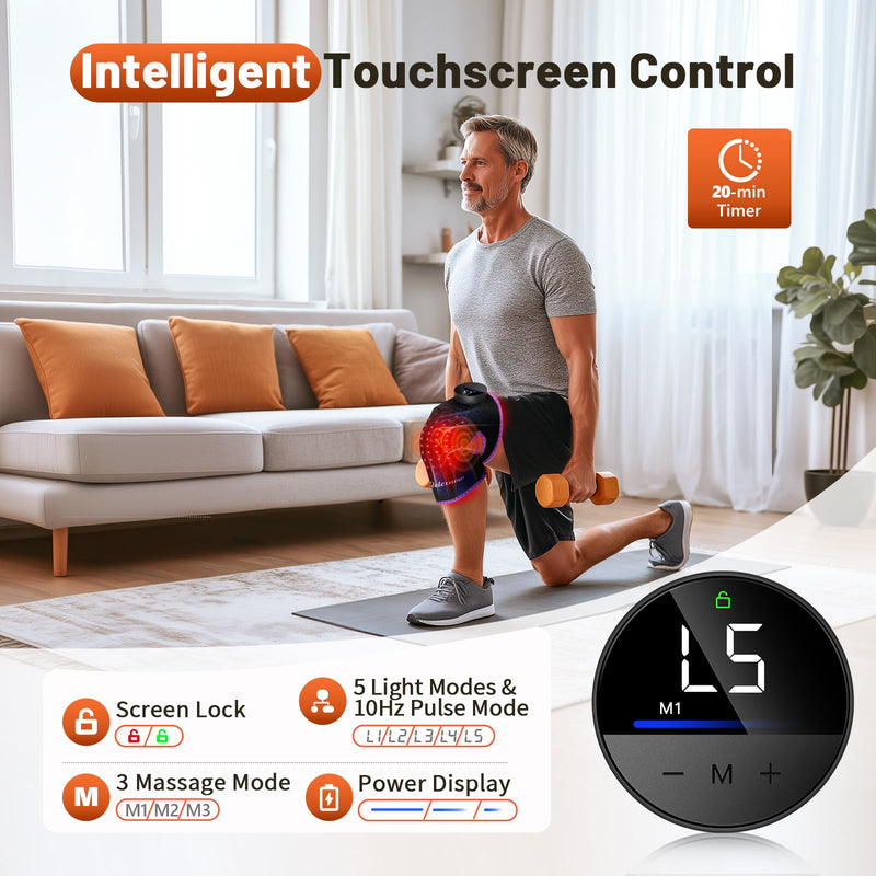 [Australia - AusPower] - RELEXNOW Red Light Therapy for Knee with Heat & Vibration Massage, Extension Band, Wireless Controller, 660nm&850nm Near Infrared Light Therapy Heated Device for Knee/Elbow/Shoulder Purple 
