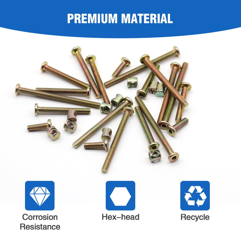 [Australia - AusPower] - Baby Bed Crib Screws Hardware Replacement Kit,Hincell 28 Set Baby Bed Frame Bolts &Barrel Nuts Set, M6x20mm/30mm/40mm/50mm/60mm/70mm/80mmHex Drive Socket Cap Screws Barrel Nuts Assortment Kit M6x20mm/30mm/40mm/50mm/60mm/70mm/80mm?Chroma? 