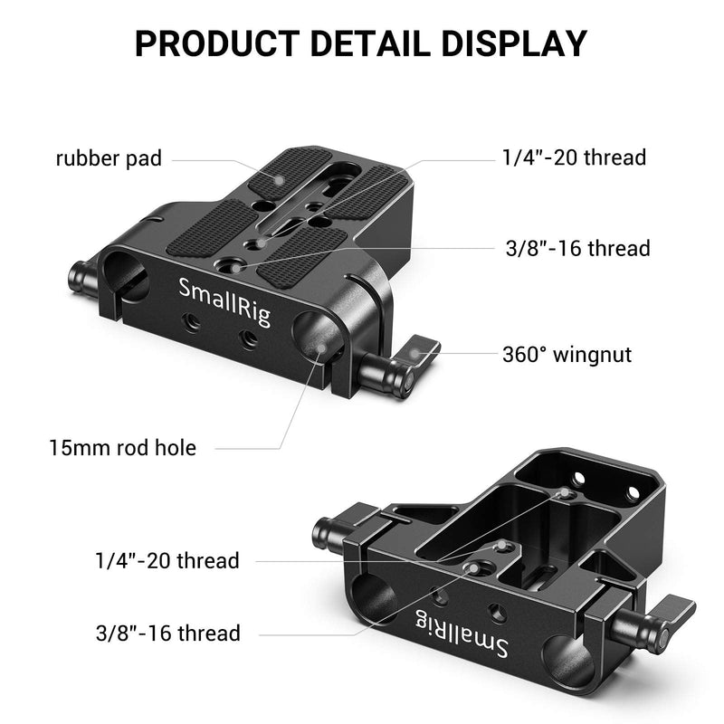 [Australia - AusPower] - SmallRig Camera Base Plate with 15mm LWS Rod Rail Clamp, Baseplate for Sony A6500 A6600 A6300, for Canon R5 R6, for Sony A7SIII / A7III, Both for Cameras & Cages - 1674 