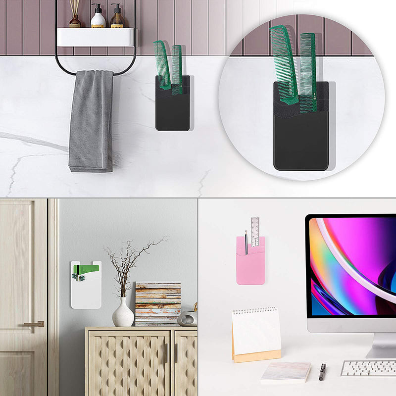 [Australia - AusPower] - Senose Phone Wallet, Card Holder for Back of Phone Stick on Phone Cases Great Storage Compatible for iPhone/Android/Samsung Galaxy Pack of 5 Black+White+Gray+Pink+Light Blue 