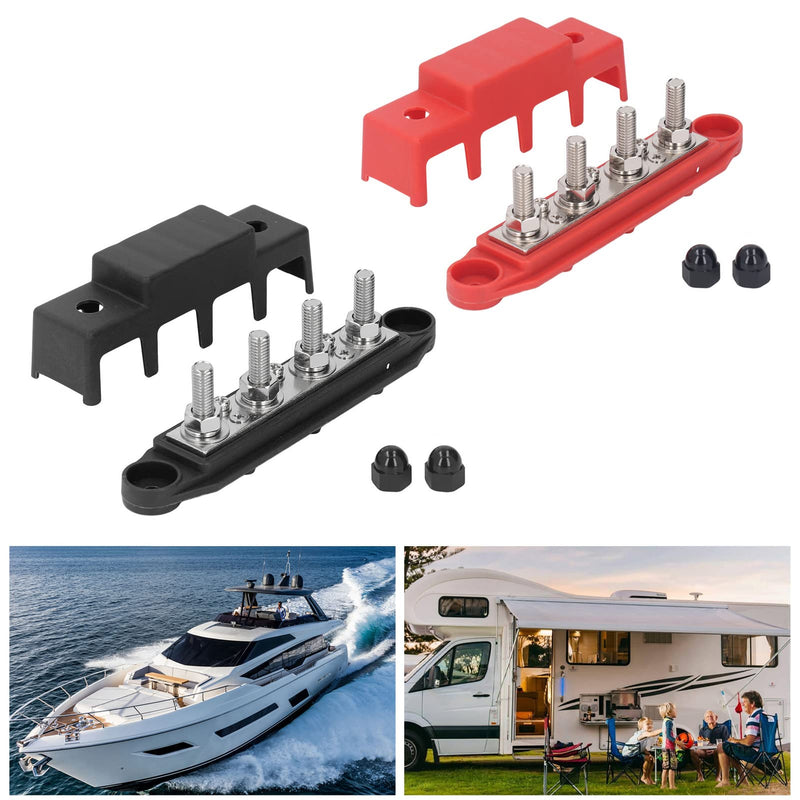 Pack of 2 Power Distribution Block 48V DC 250A M8 Screw Connection Busbar Block for Car Industry Marine Solar Systems Industrial Automation