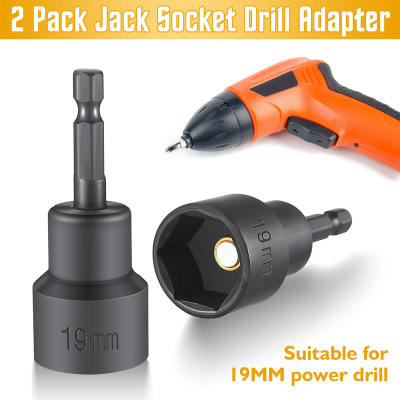 [Australia - AusPower] - 2 Pack RV Scissor Jack Socket,Camper Stabilizer Jack Socket,3/4 Scissor Jack Socket,Camper Travel Trailer Jack Drill Adapter Compatible with 3/4 inch or 19mm Hex Drive Jacks,1/4 Inch Hex Shank 