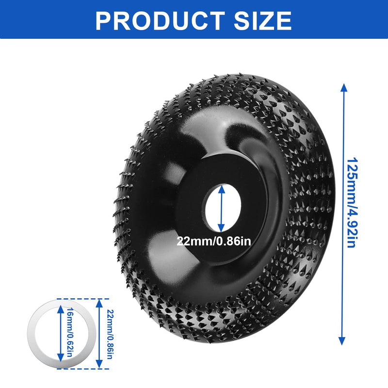 [Australia - AusPower] - WEDAMOO Wood Sanding Discs for Angle Grinder 125 mm, Root Miller, Tree Stump Mill, Wood Carving Disc Milling Disc with 16 mm Aperture Converter, Flex Rasp Disc for Polishing, Grinding, Carving B 1.0 