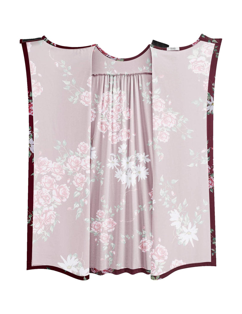 [Australia - AusPower] - Deyeek Hospital Gowns for Women Open Back Dress Long Sleeve Post Surgery Tear Away Snaps Adaptive Nightgowns with Arm Snaps Red Print XX-Large 
