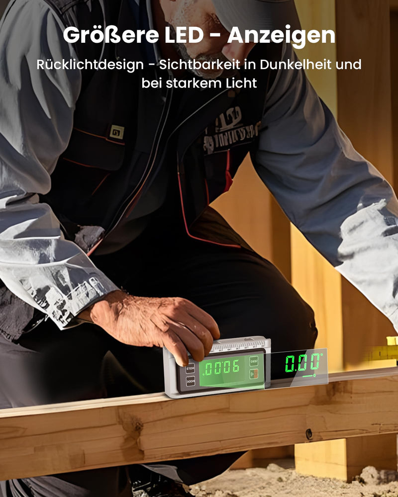 Beaspire Digital Protractor Inclinometer with LED Display, Strong Magnetic Digital Spirit Level Gauge with Battery, Aluminium Spirit Level Inclinometer Level Box, DIY Silvery – ‎improved Version