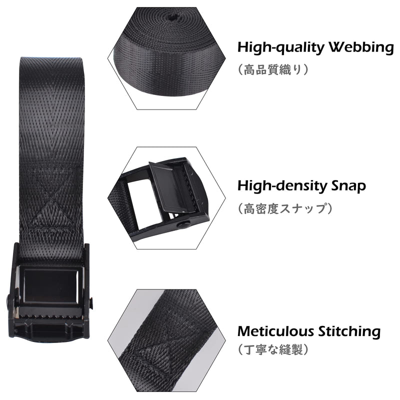 [Australia - AusPower] - TRIWONDER Cinch Tie Down Strap Lashing Straps Heavy Duty Nylon Straps with Cam Buckles for Cargo, Trucks, Boat, Motorcycle,SUP, Kayak, Canoe, Trailer (1m, Black - 4 Pack) 01# Black - 4 Packs 3.3 FT 
