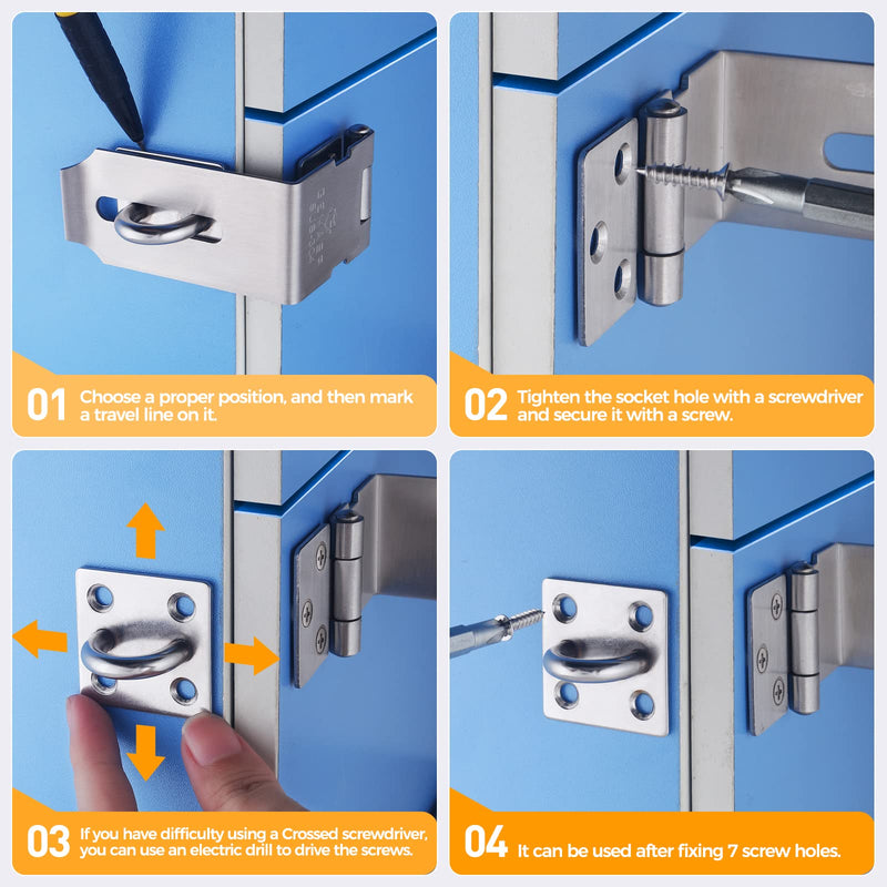[Australia - AusPower] - Hasp Latch 2 Pack, 90 Degree Solid 304 Stainless Steel File Cabinet Lock Desk Drawer Lock, Safe Security Padlock Latch Hasp Lock for Personal Privacy 2 Pieces 