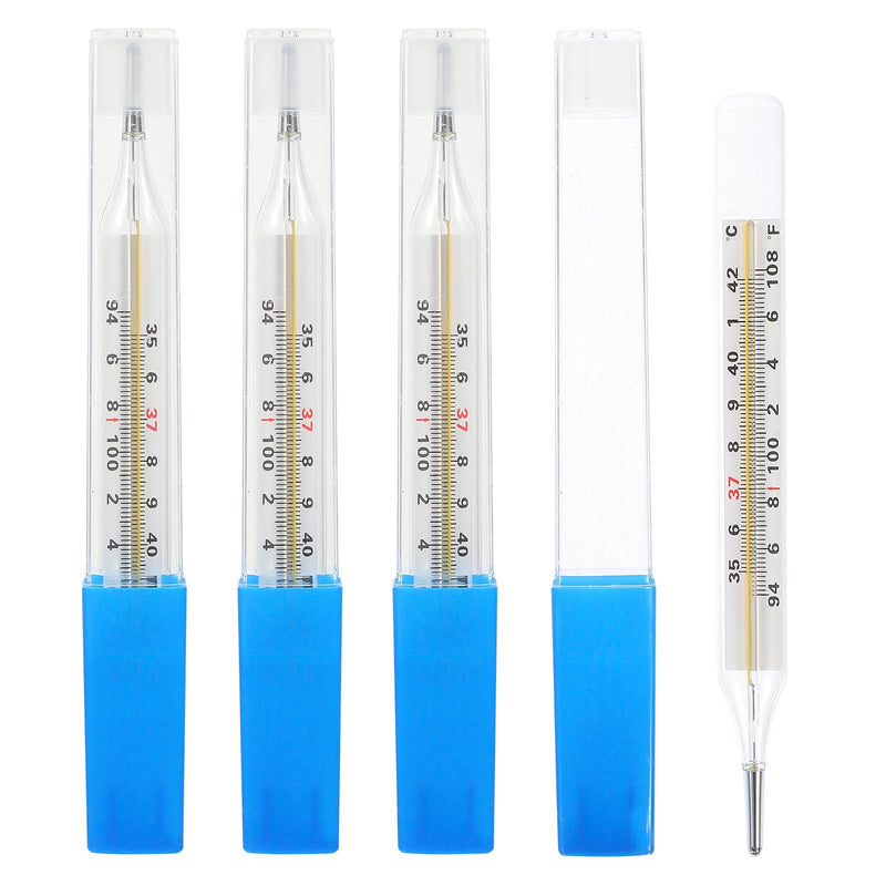 [Australia - AusPower] - 4PCS Glass Thermometer for Adults, Oral Underarm Use - Accurate Fever Thermometer with Dual Scale (Celsius & Fahrenheit), Easy to Read Large Display 