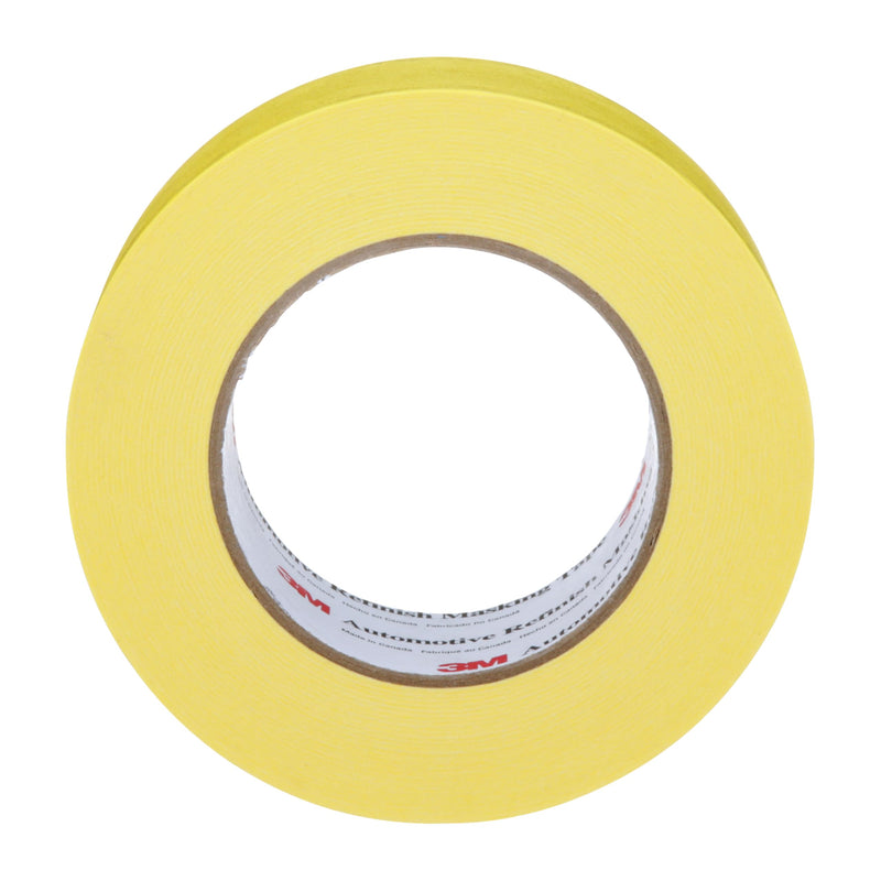 3M Automotive Refinish Masking Tape 388N, 06656, 48 mm x 55 m, Yellow, Crepe Backing, Moisture Resistant, Multi-Purpose, 1 Roll