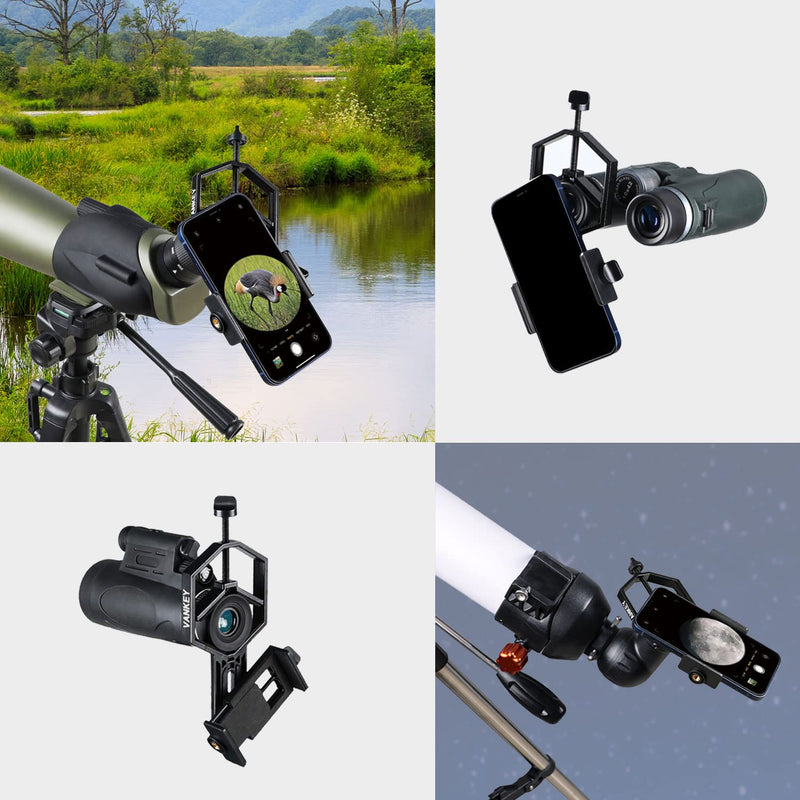[Australia - AusPower] - Large Telescope Phone Mount, Metal Phone Adapter for Spotting Scope, Monocular, Binocular - Fits iPhone, Samsung and More Smartphone (Bluesky V1-L) Large Size 
