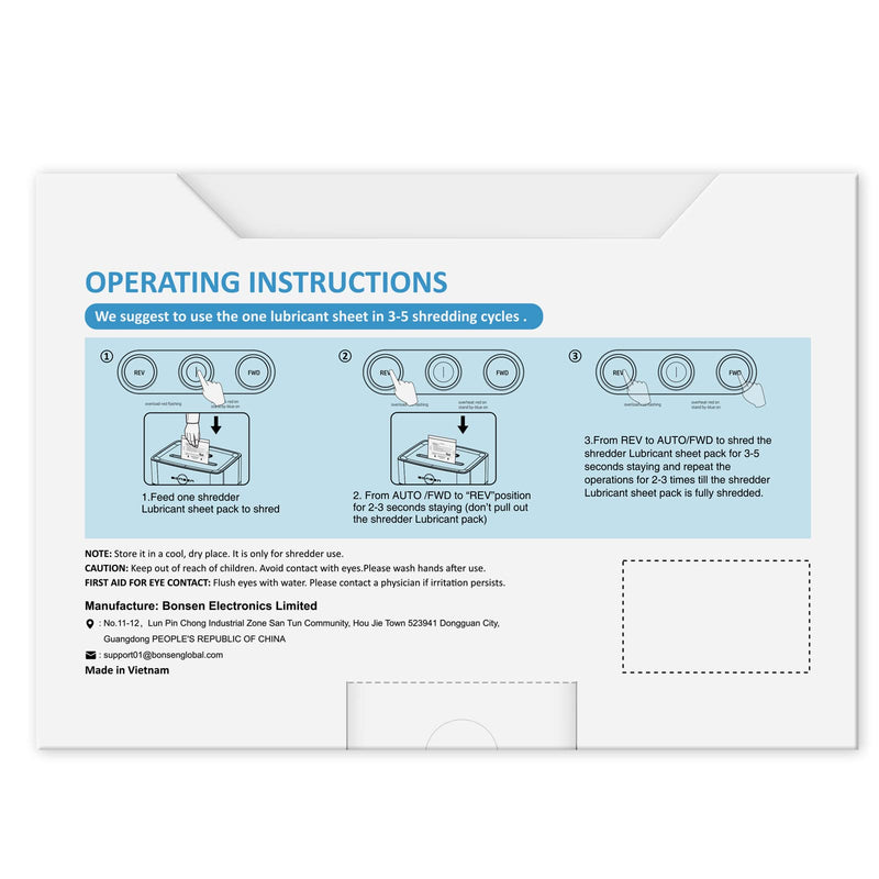 [Australia - AusPower] - BONSEN Paper Shredder Sharpening & Lubricant Sheets-Pack of 50 
