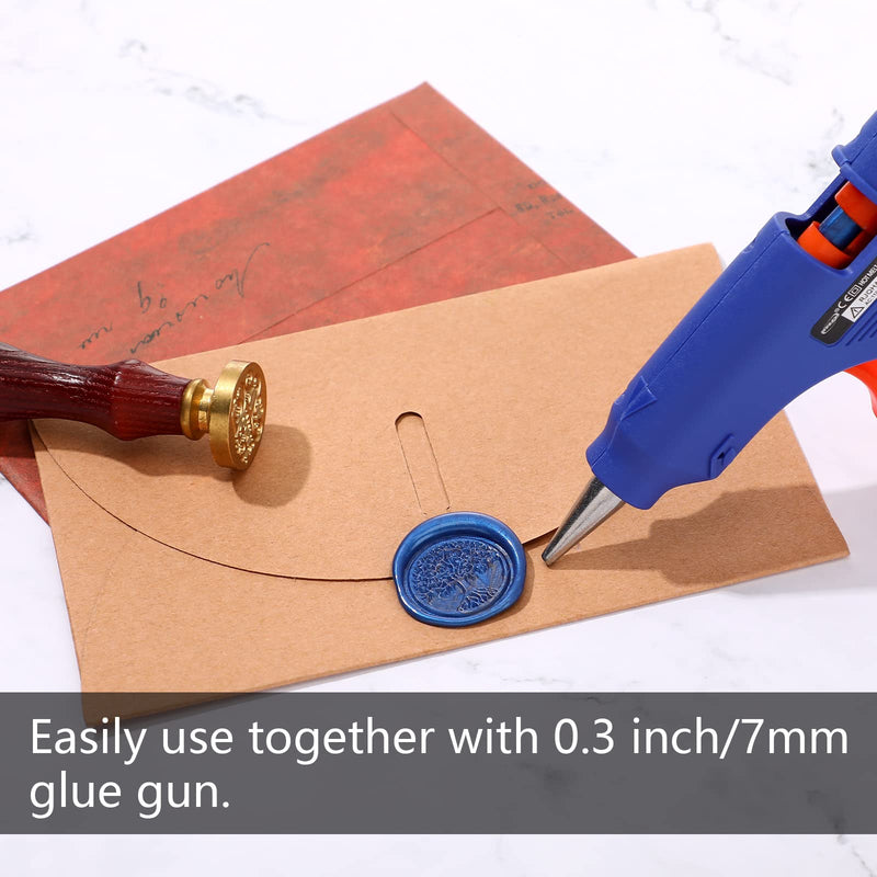 [Australia - AusPower] - Containlol 24 Pcs Glue Gun Sealing Wax Sticks for Wax Seal, Mini Envelope Glue Gun Sealing Wax for Wedding Invitations, Cards Envelopes, Snail Mails, Wine Packages, Christmas Gift Idea (Sea Blue) Sea Blue 