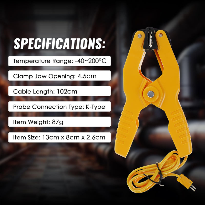 [Australia - AusPower] - Pipe Clamp Thermocouple K-Type Thermocouple Sensor Temperature Lead Pipe Clamp, 13/8", -40-200℃. HVAC Tool, Thermometer, Klein Temperature Clamp. 