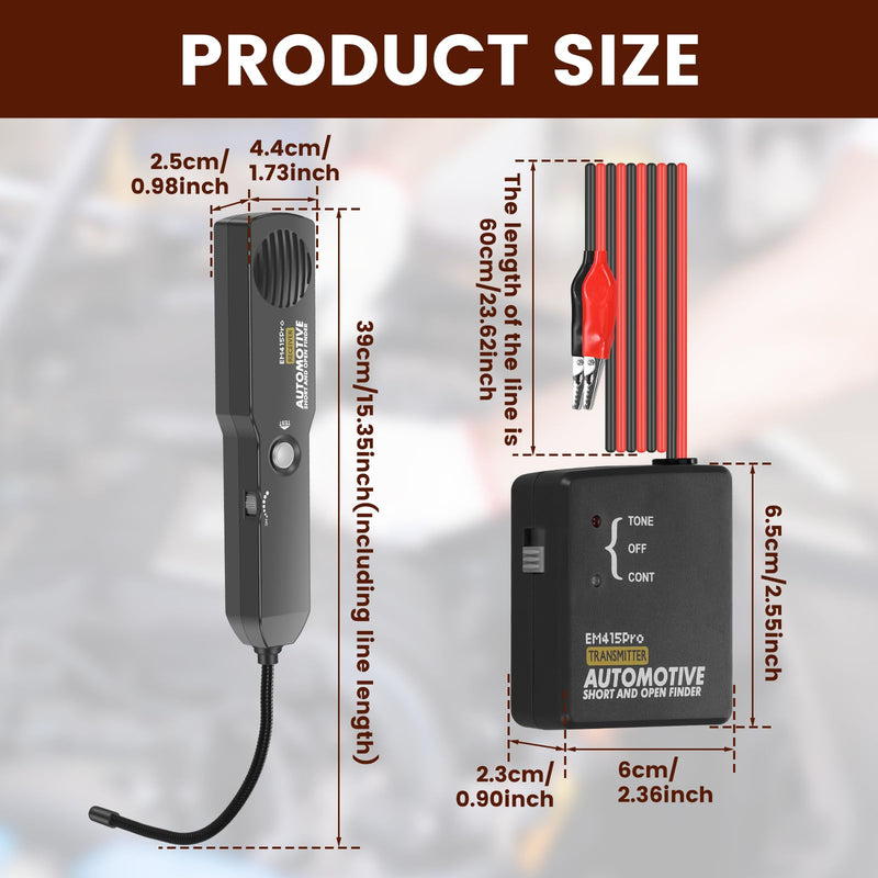 [Australia - AusPower] - Automotive Circuit Tester,Circuit Tracer,EM415PRO DC 6-42V Short & Open Finder Repair Tool,Electrical Wire Breaker Tracker,Broken Wire Detector,Cable Fault Locator w/Receiver Probe,Car Diagnostic Tool 