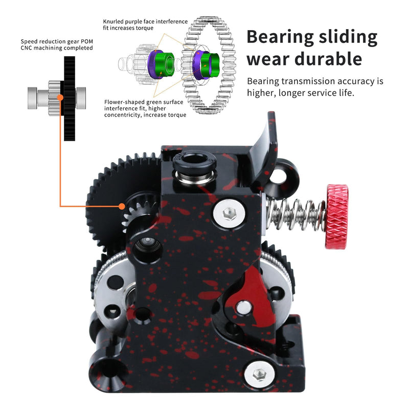 3D Printer Extruder Helical Tooth Large Gear POM Drive,Ender 3 v2 Extruder Gear Camouflage All Metals Parts Wear-Resistant Drive Wheel, Compatible with Ender 3/Pro/V2 3D Printer-with Motor