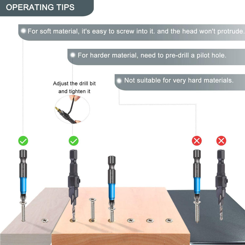[Australia - AusPower] - Wood Screws - 120PCS Flat Head Phillips Screws, 304 Stainless Steel Screw with Adjustable Wood Countersink Kit (#6 x 3/4") #6 x 3/4" 