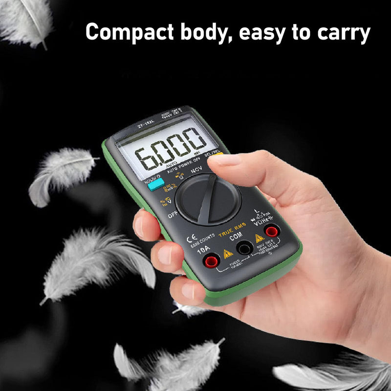 [Australia - AusPower] - ZT102L Digital Multimeter with NCV Function Compact Portable Inductance Capacitance Tester Inductor Meter Backlit Screen Display 