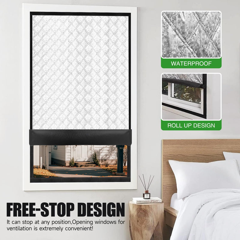 Insulated Window Cover, Sunmoxia Upgraded Oxford Cloth Waterproof Thermal Insulated Blackout Window Insulation kit, Fits up to 24x36 inch Windows to Keep Warm in Winter