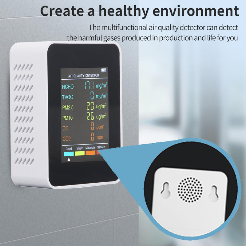[Australia - AusPower] - CO2 Monitor, Indoor Air Quality Monitor, Portable Air Quality Meter for CO2 TVOC HCHO PM2.5 PM10 Detection, Air Quality Tester for Home (White) WHITE 
