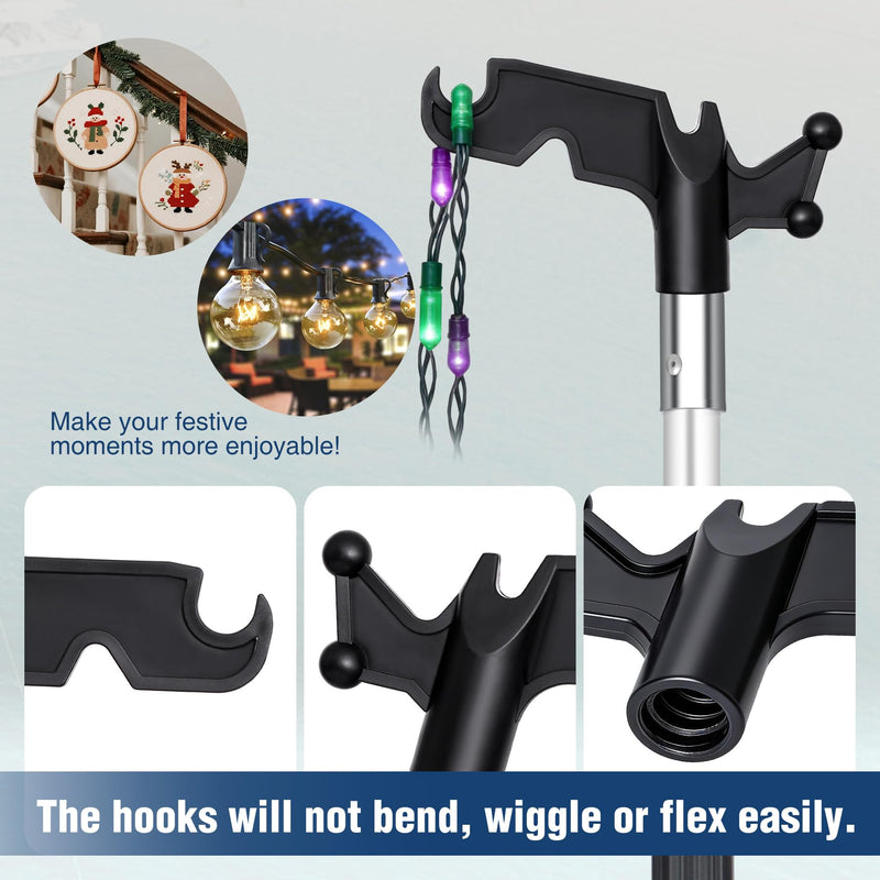 Boat Hooks for Docking,Telescoping Boat Hook with Utility Hook, Christmas Light Pole Hanger Tool,Anodized Aluminum Pole | Threaded End for Boating Accessories 3ft 8ft 12ft Silver - 8ft