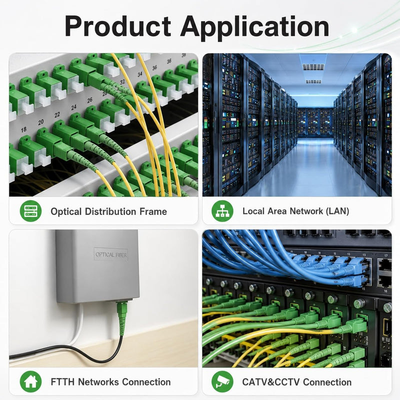 SC/APC Male to LC/APC Female Hybrid Fibre Optic Adapter Pack of 2 | Singlemode 9/125μm, ceramic sleeve, ≤0.3dB insertion loss, ≥60dB return loss, for FTTH & CATV
