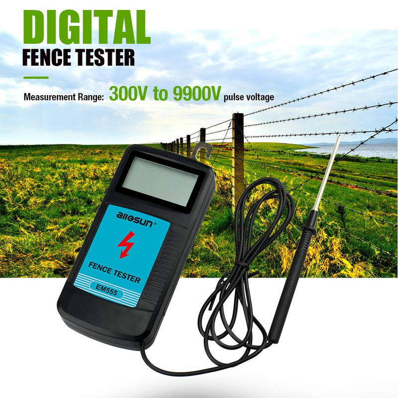 [Australia - AusPower] - allsun Digital Electrical Fence Voltage Tester Handheld Fence Fault Finder & Locator Checker Fence Voltmeter Troubleshooter High Voltage 300-9900V Gardening Tools 