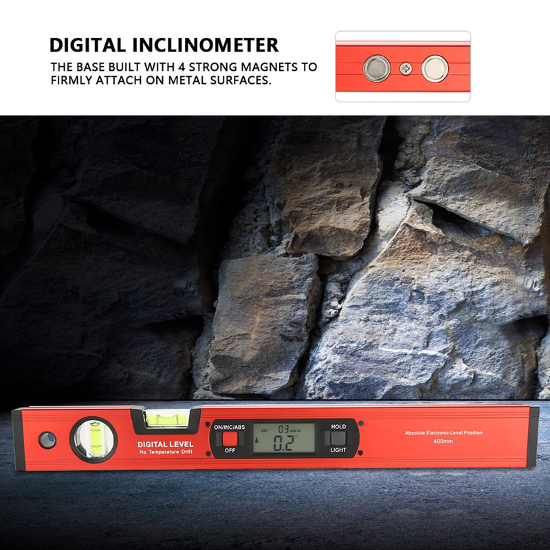[Australia - AusPower] - Digital Level, Digital Aluminum Alloy Magnetic Angle Finder Level Slope Meter Digital Level With Slope Percentage Magnetic Level and Protractor 4 X 90 Gegree Inclinometer 