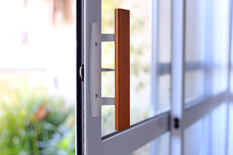 Wright Products - Mortise Sliding Patio Door Handle and Installation Hardware Set, Wood/White - Replacement Sliding Glass Door Lock and Handle White 3-15/16 in