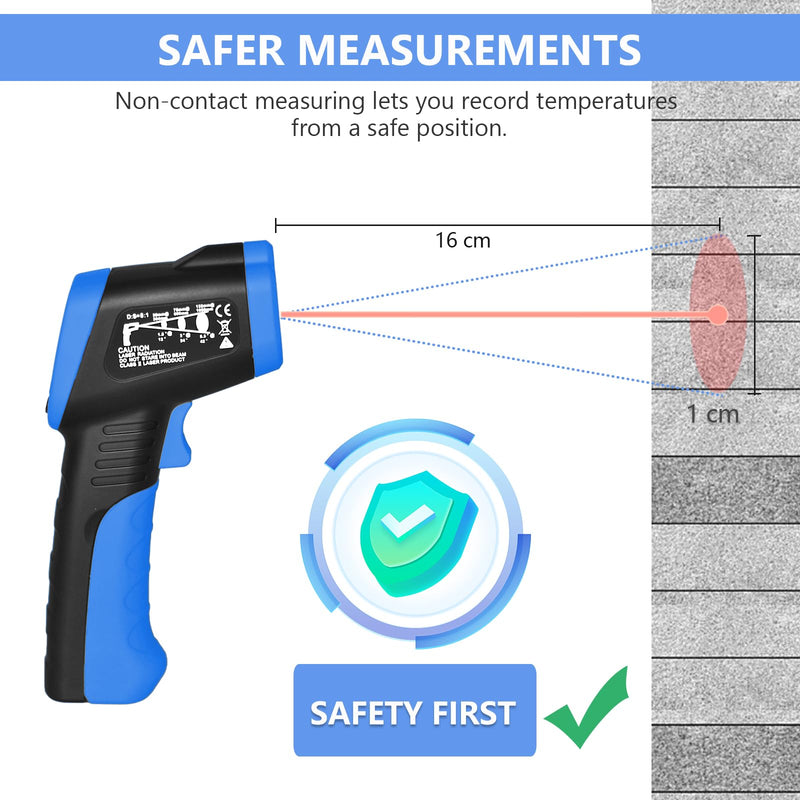 [Australia - AusPower] - HOLDPEAK 981C Digital Laser Infrared Thermometer Non Contact, IR Heat Temperature Gun Instant-Read -58 to 1022℉ (-50 to 550℃) for Cooking, Grill, Pizza Oven, Griddle, Engine, HVAC, Not for Human 2-981C IR Therometer-(DSR:12:1, -58～1022℉) 