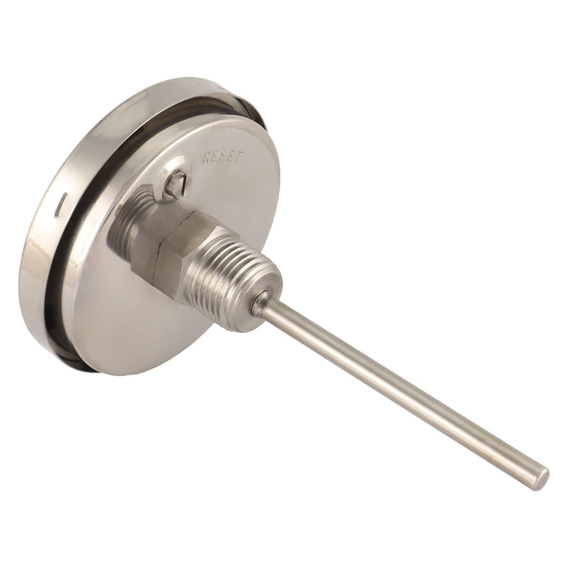[Australia - AusPower] - T110 Series 3" Dial, Full Stainless Steel Bimetal Dial Thermometer, 0-250°F, 1/2" NPT, Back Mount (4" Stem) 4" Stem 