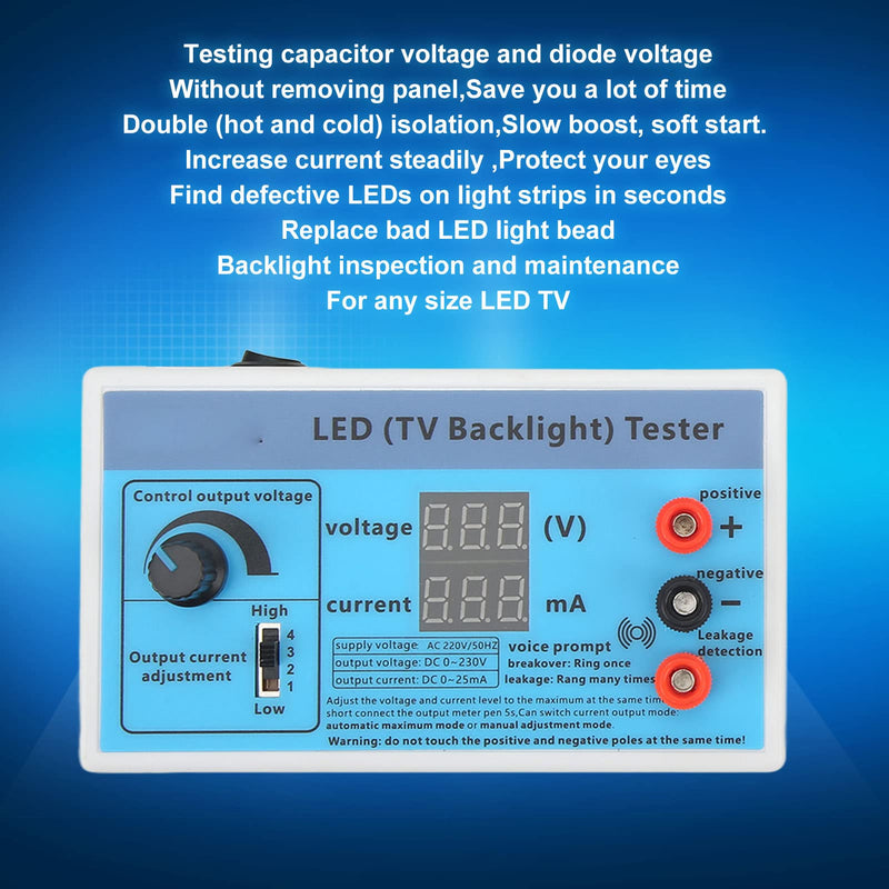 [Australia - AusPower] - LED TV Backlight Tester Multifunction Strips Beads Repair Tool, 0‑230V Output, Intelligent Adjustment Simple Testing for LED Strips LED TV Backlight Inspection (US Plug 110V) 