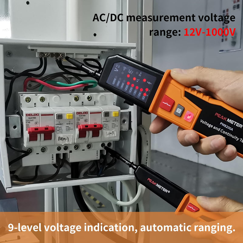 [Australia - AusPower] - Voltage Tester, Continuity Tester, Automatic Range 12 V ~ 1000 V, IP65 Multifunctional Comprehensive Electrical Tester, Can Measure AC/DC Voltage, Phase Sequence, Continuity, RCD, Battery-Free PM8200A1 