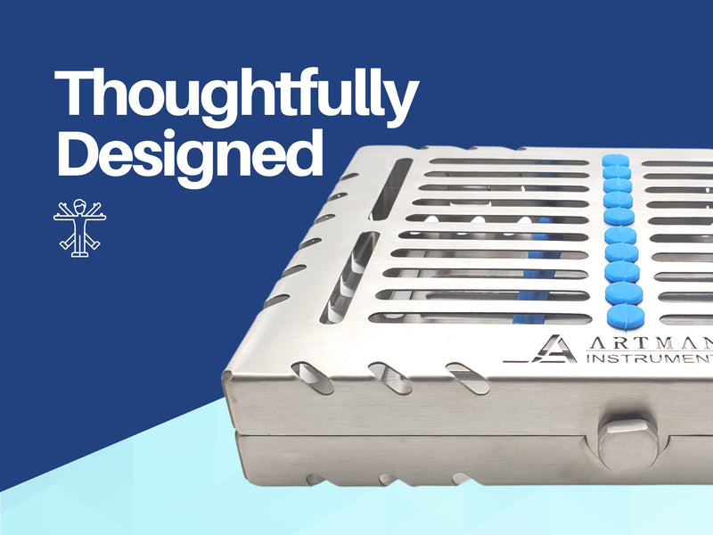 [Australia - AusPower] - Heavy Duty Sterilization Cassette Tray for 10 Instruments Rack Premium Design Dental Surgical lab 7.25"X5.75"X1.4" ARTMAN Brand 