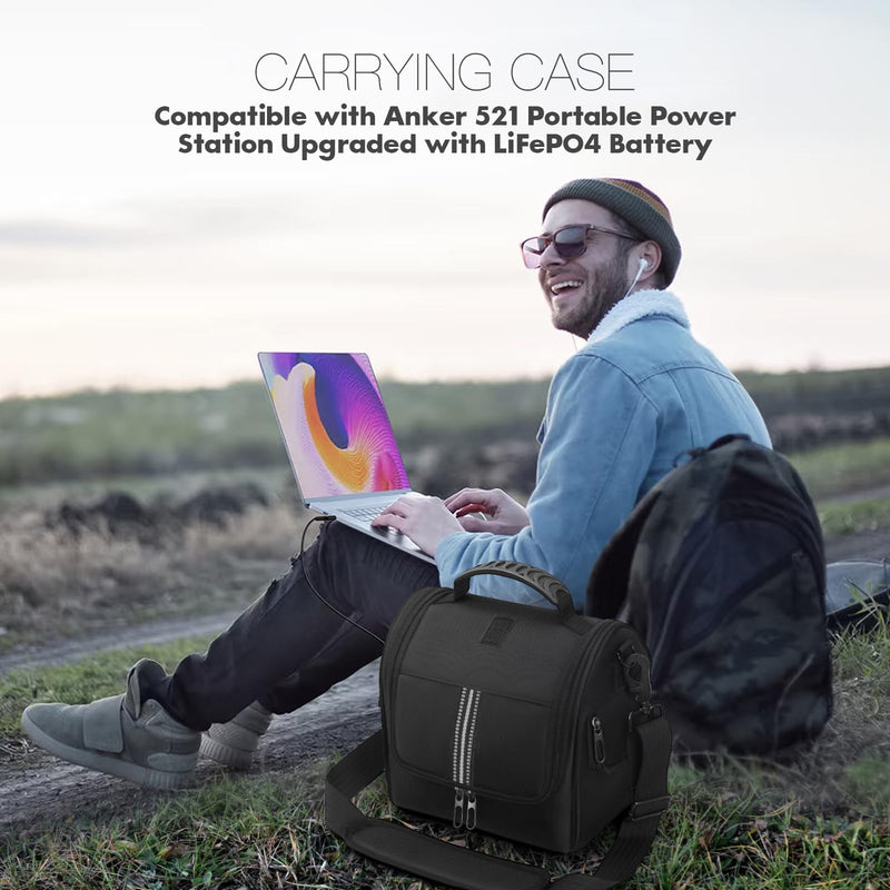 Portable Power Station Carrying Case Bag Compatible with Anker 521 Power Station Generator Protective Shoulder Bag Cover with Pocket for Outdoor Travel Camping Charging Accessories For Anker 521 Power Station