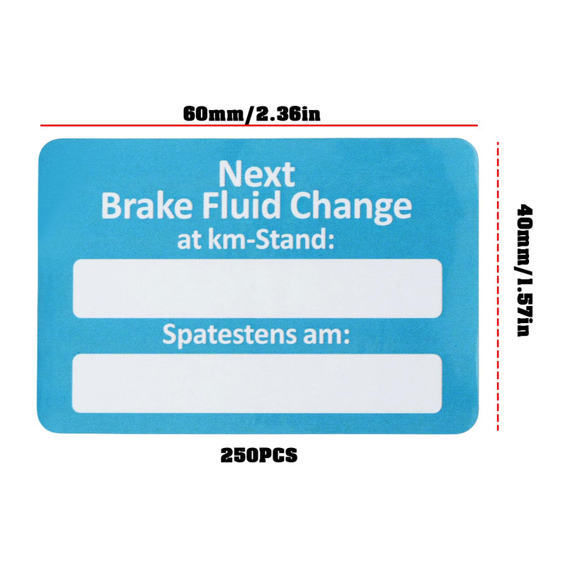 250Pcs Car Customer Service Stickers 60x40mm Text: Next Brake Fluid Change at, English Version