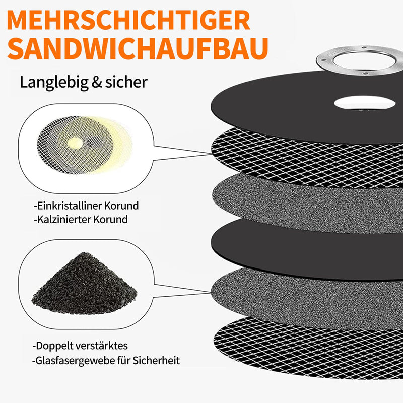 SI Fang Cutting Disc 50 mm Metal for Angle Grinder Pack of 10 | 50 x 1 x 10, stainless steel stainless steel 50 mm - 10 pieces