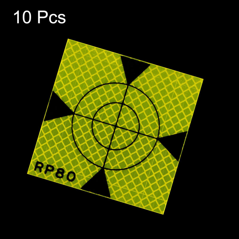 HARFINGTON 10pcs Survey Reflector Target 80x80mm Self-Adhesive Reflective Tape Survey Target Sheets for Total Stations, Green 80mm 10